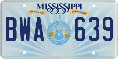 MS license plate BWA639