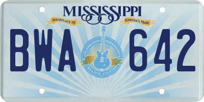 MS license plate BWA642