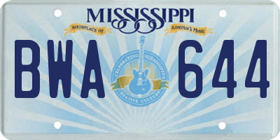 MS license plate BWA644