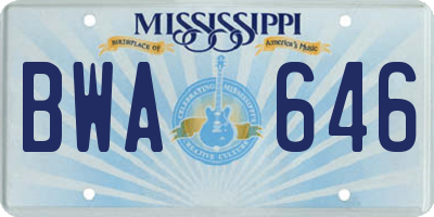 MS license plate BWA646