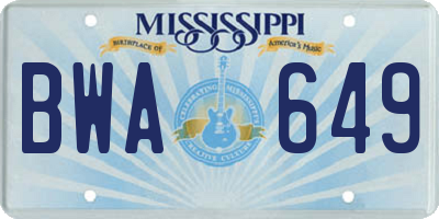 MS license plate BWA649
