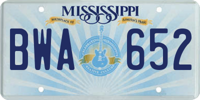 MS license plate BWA652