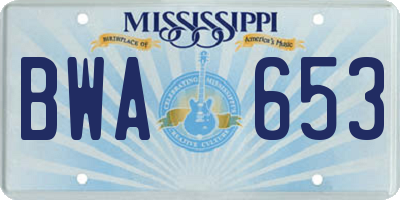 MS license plate BWA653