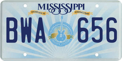 MS license plate BWA656