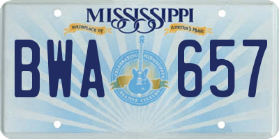 MS license plate BWA657