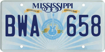 MS license plate BWA658