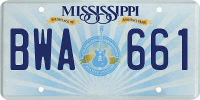MS license plate BWA661
