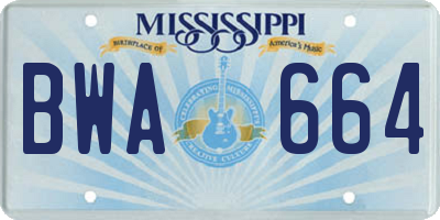 MS license plate BWA664