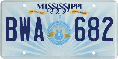 MS license plate BWA682