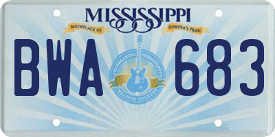 MS license plate BWA683