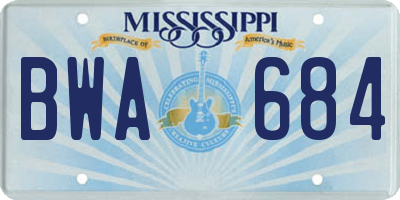 MS license plate BWA684