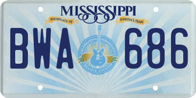 MS license plate BWA686
