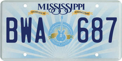 MS license plate BWA687