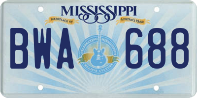 MS license plate BWA688