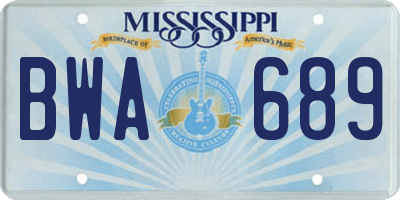 MS license plate BWA689