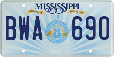 MS license plate BWA690