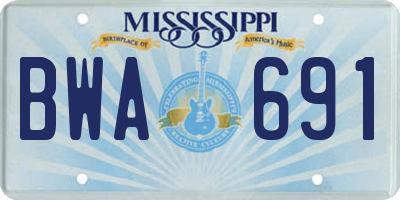 MS license plate BWA691