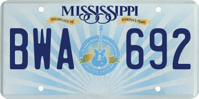 MS license plate BWA692