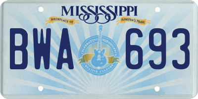 MS license plate BWA693