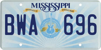 MS license plate BWA696
