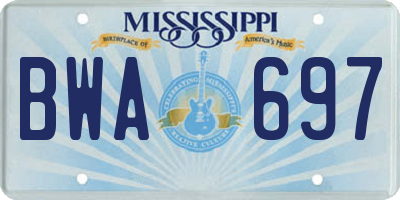 MS license plate BWA697