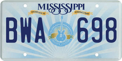 MS license plate BWA698