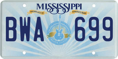MS license plate BWA699