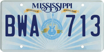 MS license plate BWA713
