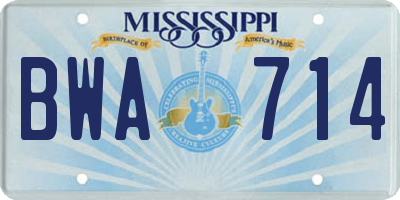 MS license plate BWA714