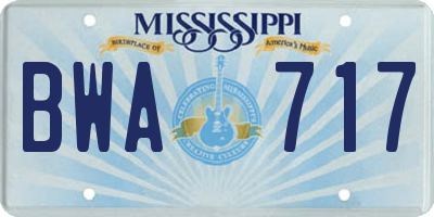 MS license plate BWA717