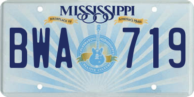 MS license plate BWA719