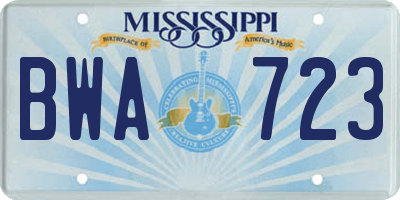 MS license plate BWA723