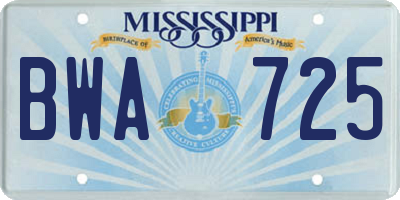 MS license plate BWA725