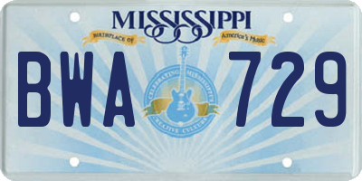 MS license plate BWA729
