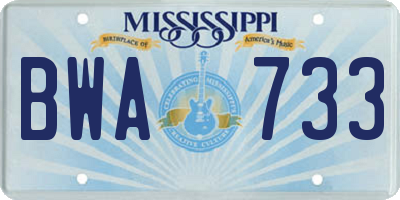 MS license plate BWA733