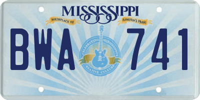 MS license plate BWA741