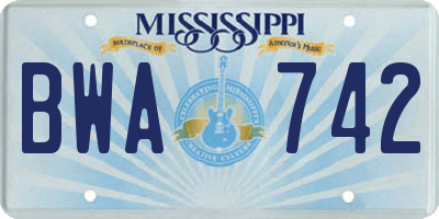 MS license plate BWA742