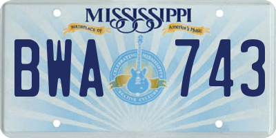 MS license plate BWA743