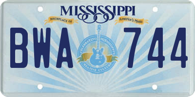 MS license plate BWA744