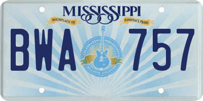 MS license plate BWA757