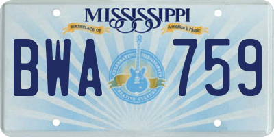 MS license plate BWA759