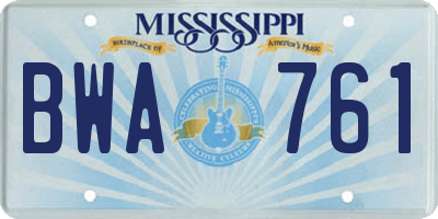 MS license plate BWA761