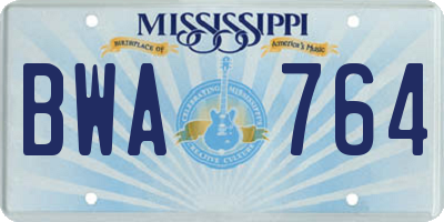 MS license plate BWA764