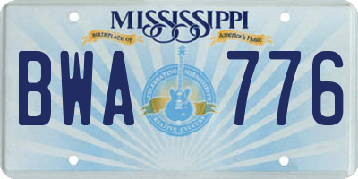 MS license plate BWA776