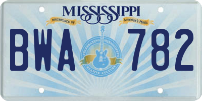 MS license plate BWA782