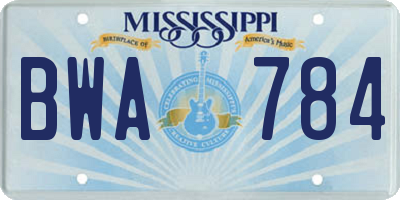 MS license plate BWA784