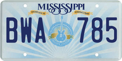 MS license plate BWA785