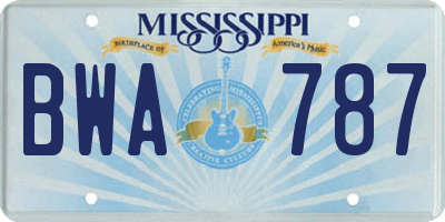 MS license plate BWA787