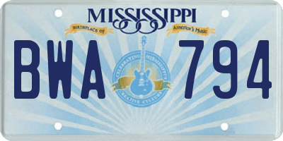 MS license plate BWA794