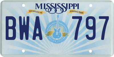 MS license plate BWA797